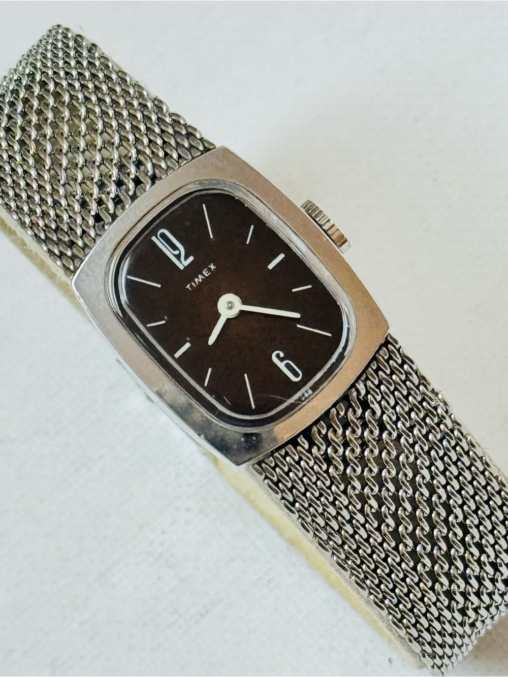 Vintage Timex Hand Wind Women's Silver Mechanical Watch Mesh Bracelet 5671002377